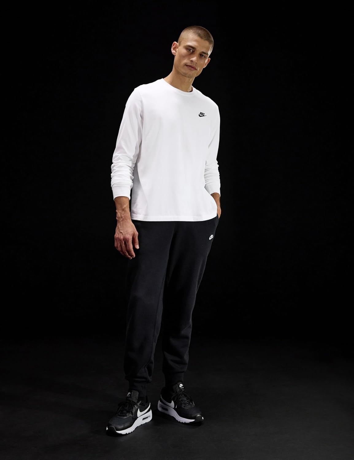 image:imageNike Mens Sportswear Club LongSleeve TShirtWhiteBlack