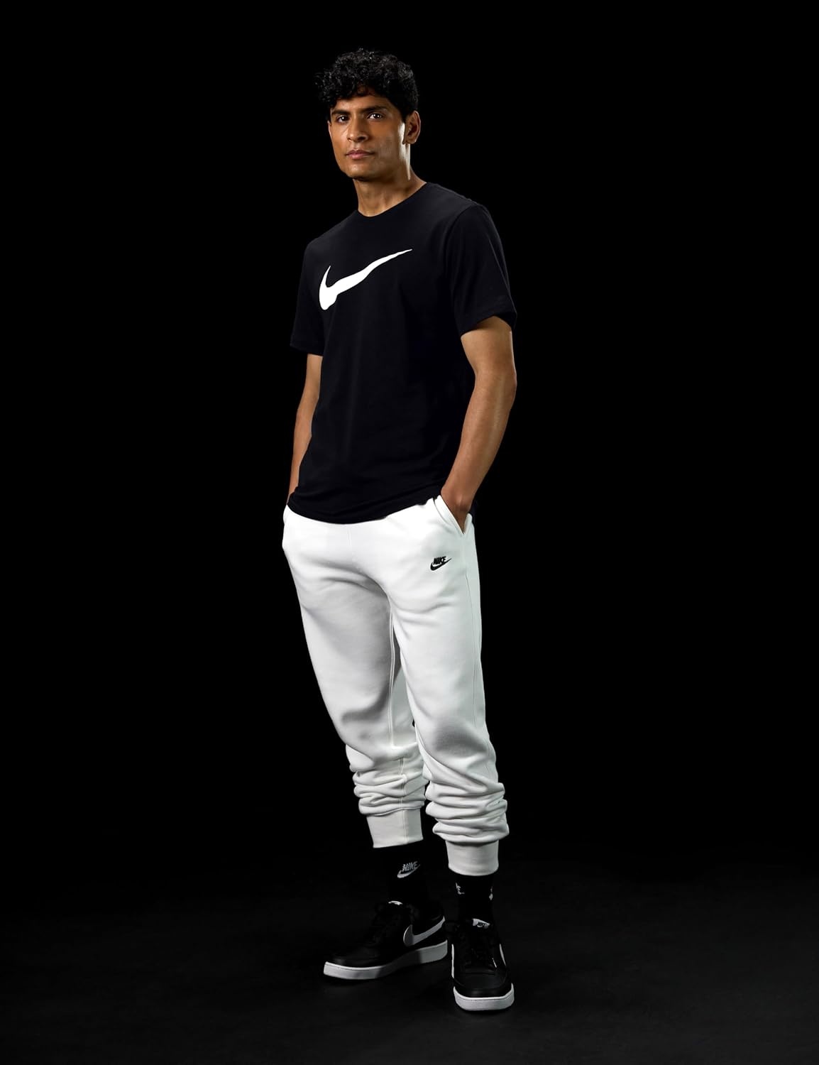 image:imageNike Mens Swoosh Sportswear TShirtBlackWhite