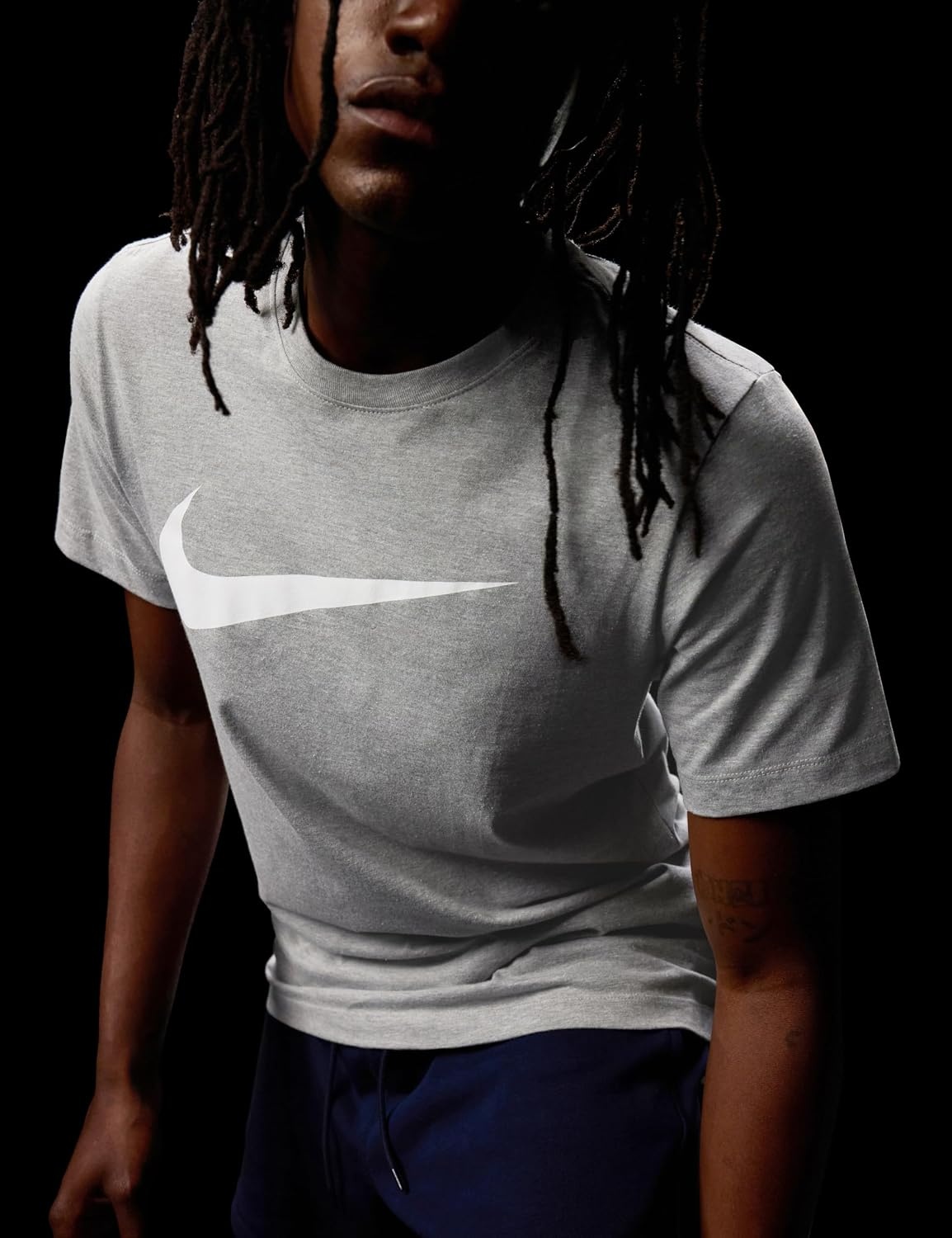 image:imageNike Mens Swoosh Sportswear TShirtDark Grey HeatherWhite