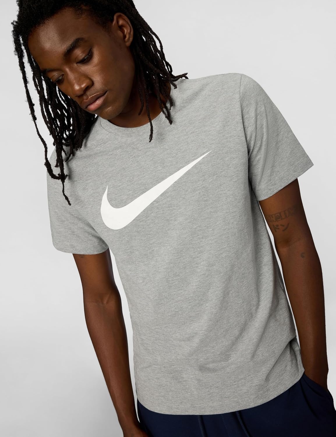 image:imageNike Mens Swoosh Sportswear TShirtDark Grey HeatherWhite