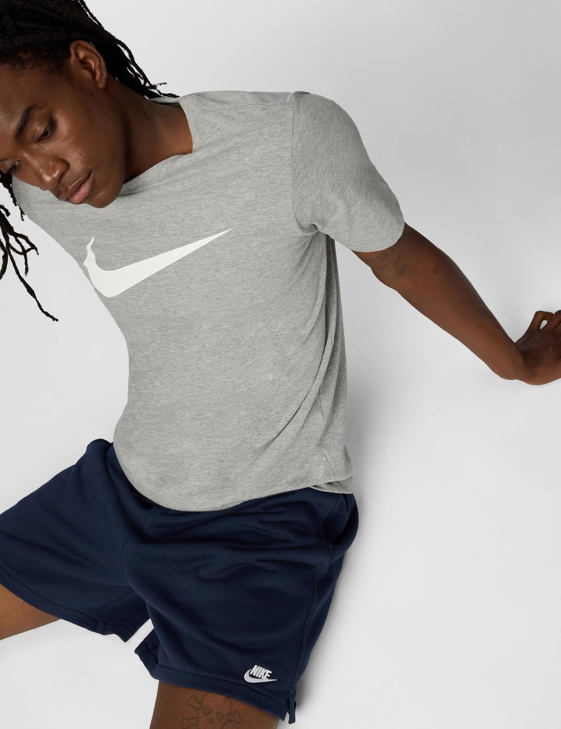 image:imageNike Mens Swoosh Sportswear TShirtDark Grey HeatherWhite