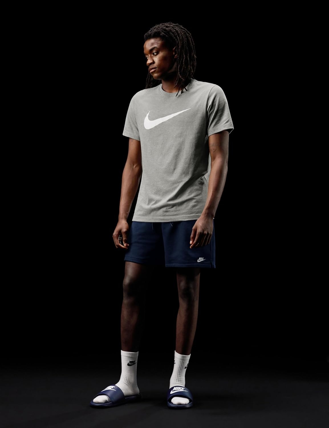 image:imageNike Mens Swoosh Sportswear TShirtDark Grey HeatherWhite