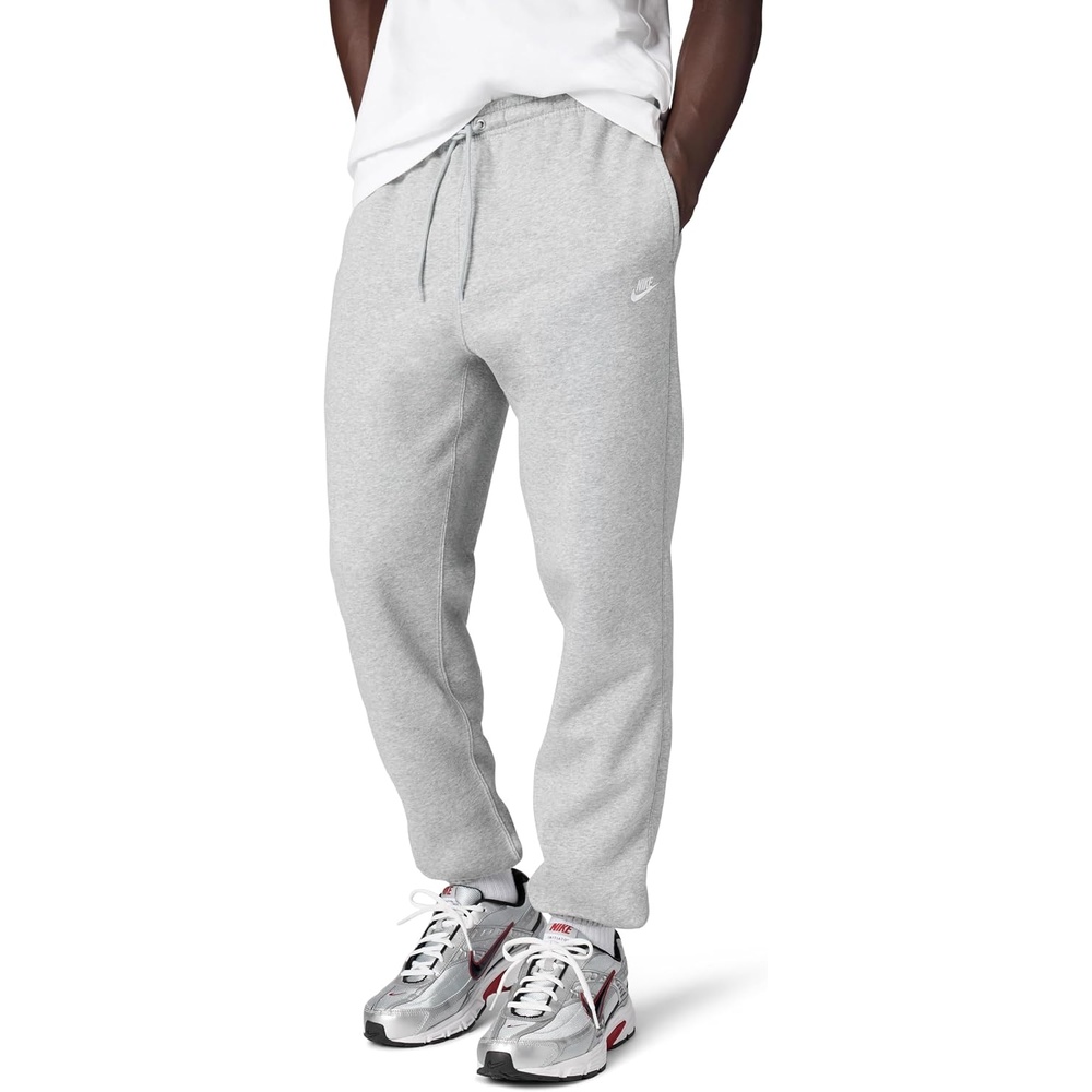 image:imageNike Mens Club Cuffed Brushed Fleece PantsDark Grey HeatherLight Smoke GreyWhite