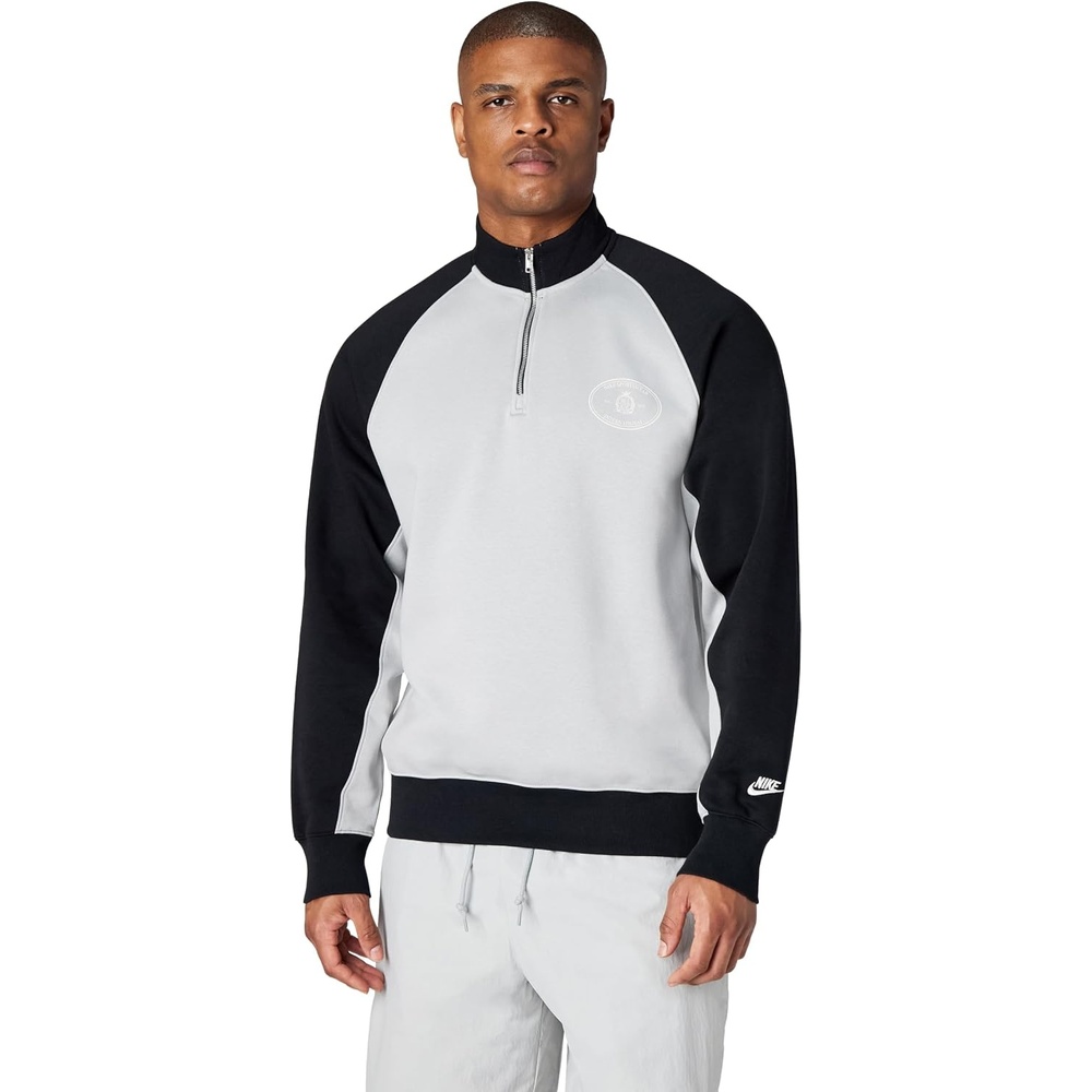 image:imageNike Mens Sportswear Club Halfzip Fleece SweatshirtLight Smoke GreyBlack