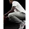 Nike Men’s Club Cuffed Brushed Fleece Pants(Dark Grey Heather/Light Smoke Grey/White)