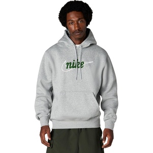 Nike Men’s Club Fleece Pullover Hoodie(Dark Grey Heather/Light Smoke Grey/Fir/White)