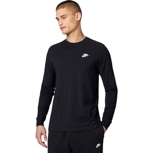 Nike Men’s Sportswear Club Long-Sleeve T-Shirt(Black/White)