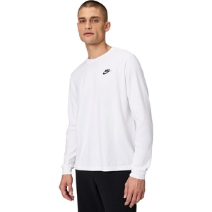 Nike Men’s Sportswear Club Long-Sleeve T-Shirt(White/Black)