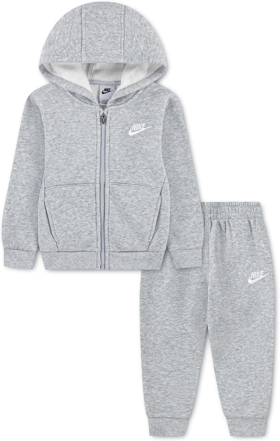 image:imageNike Kids Sportswear Club Fleece FullZip Hoodie and Joggers 2Piece Outfit SetDark Grey Heather