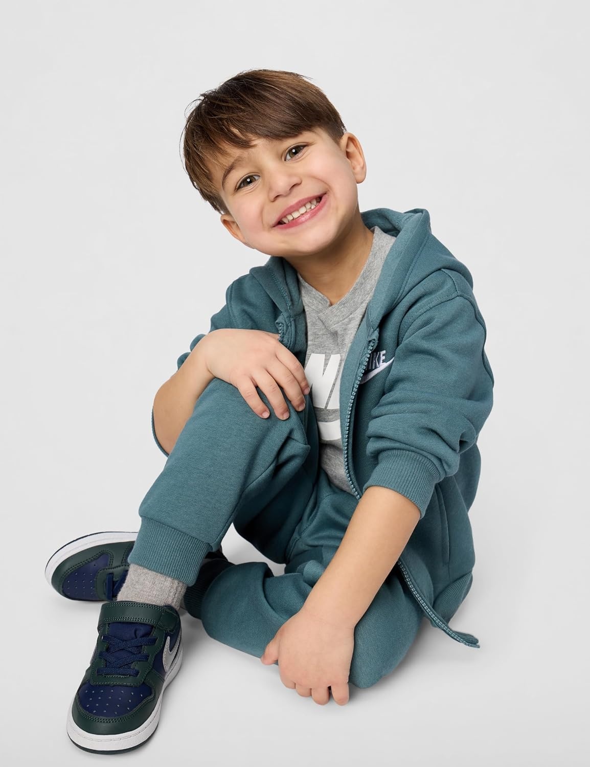 image:imageNike Kids Sportswear Club Fleece FullZip Hoodie and Joggers 2Piece Outfit SetMineral Slate