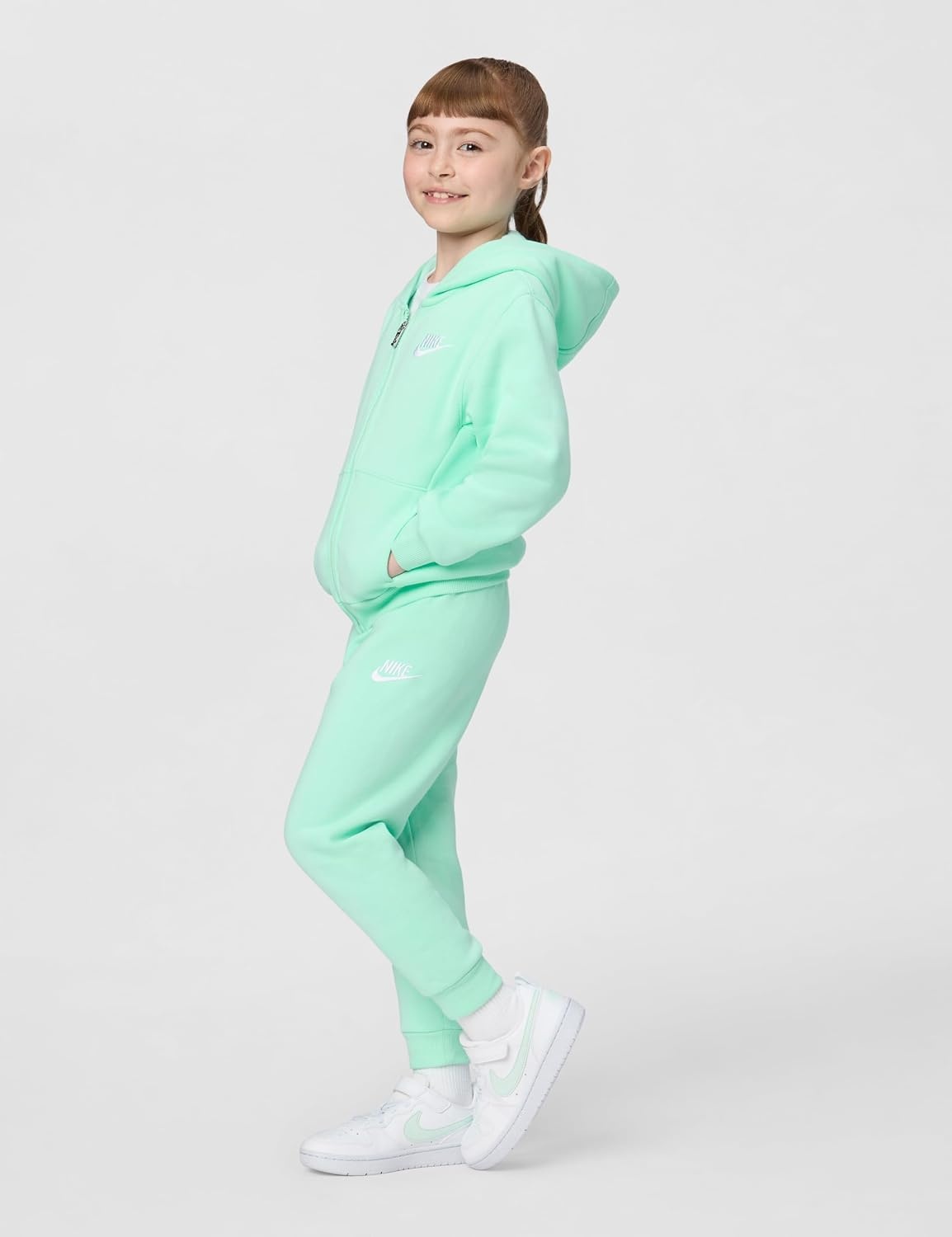 image:imageNike Kids Sportswear Club Fleece FullZip Hoodie and Joggers 2Piece Outfit SetMint Foam