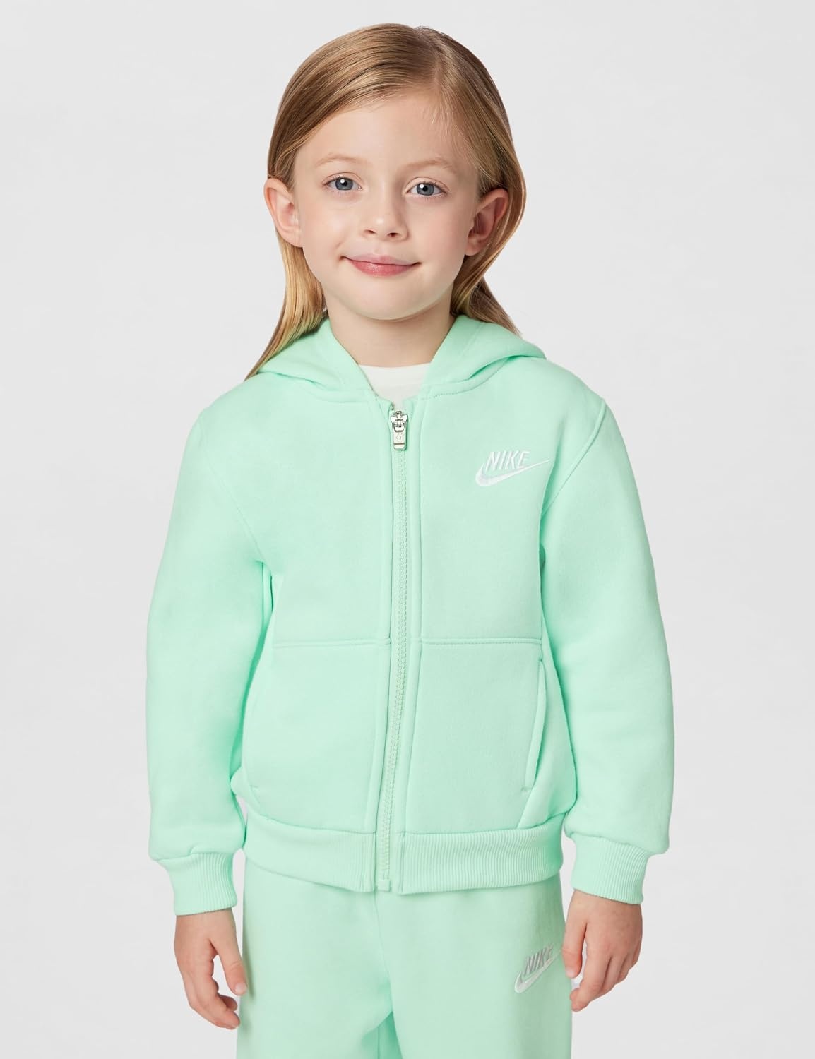 image:imageNike Kids Sportswear Club Fleece FullZip Hoodie and Joggers 2Piece Outfit SetMint Foam
