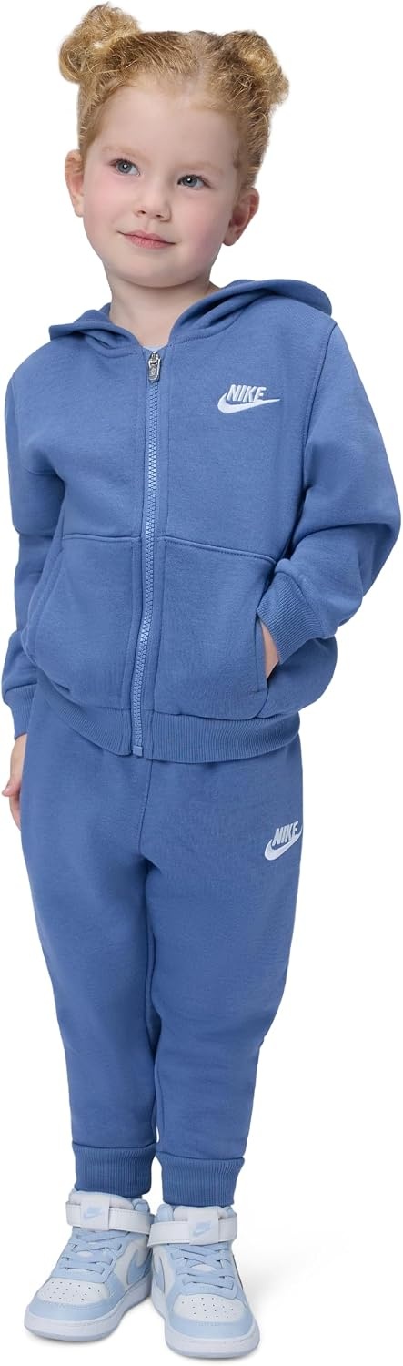 image:imageNike Kids Sportswear Club Fleece FullZip Hoodie and Joggers 2Piece Outfit SetWorld Indigo
