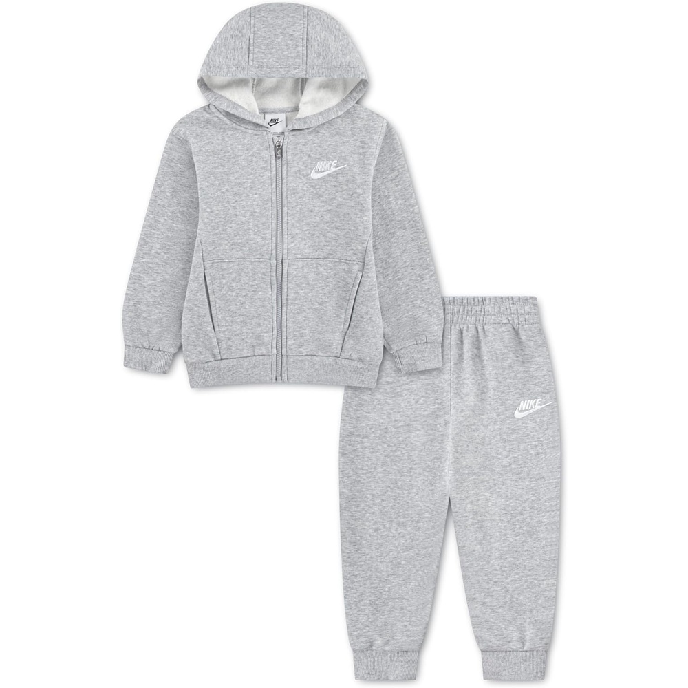 image:imageNike Kids Sportswear Club Fleece FullZip Hoodie and Joggers 2Piece Outfit SetDark Grey Heather