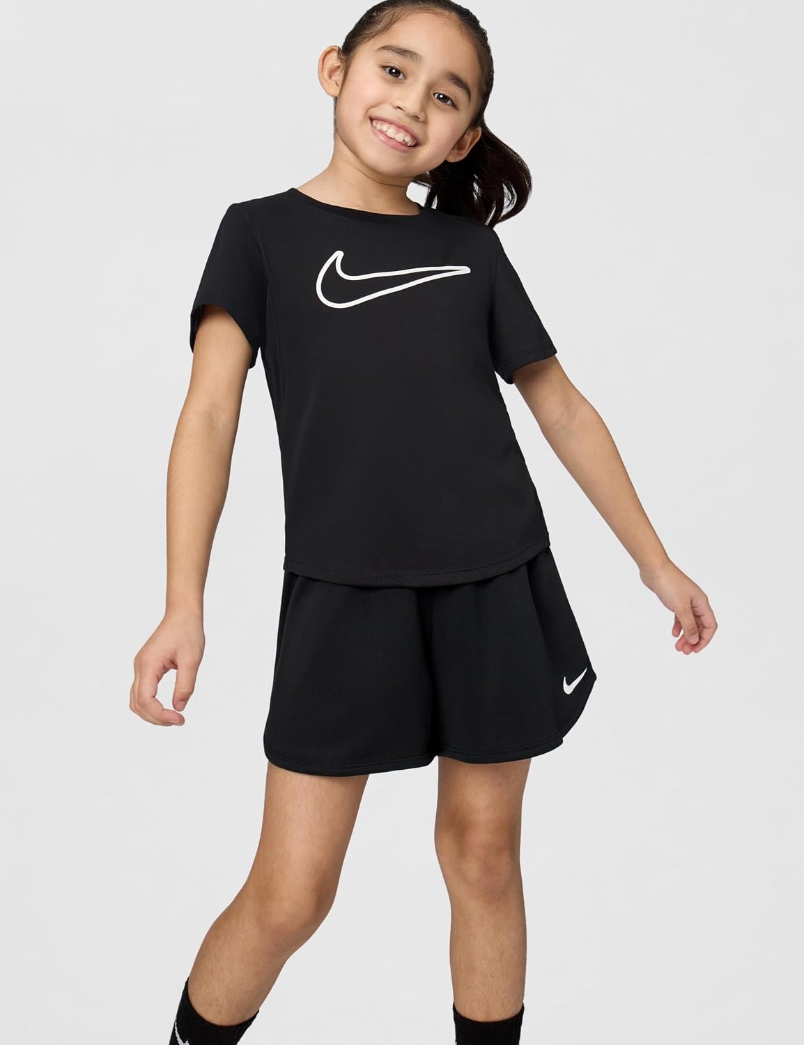 image:imageNike Girls DriFIT Dash Elastic Waistband ShortsBlackWhite