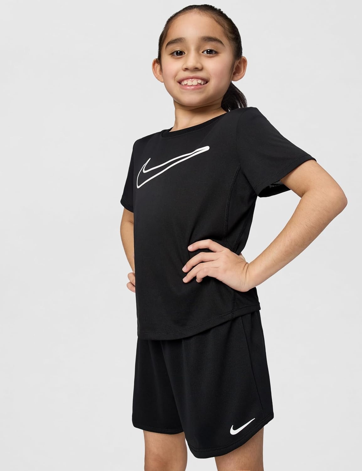 image:imageNike Girls DriFIT Dash Elastic Waistband ShortsBlackWhite