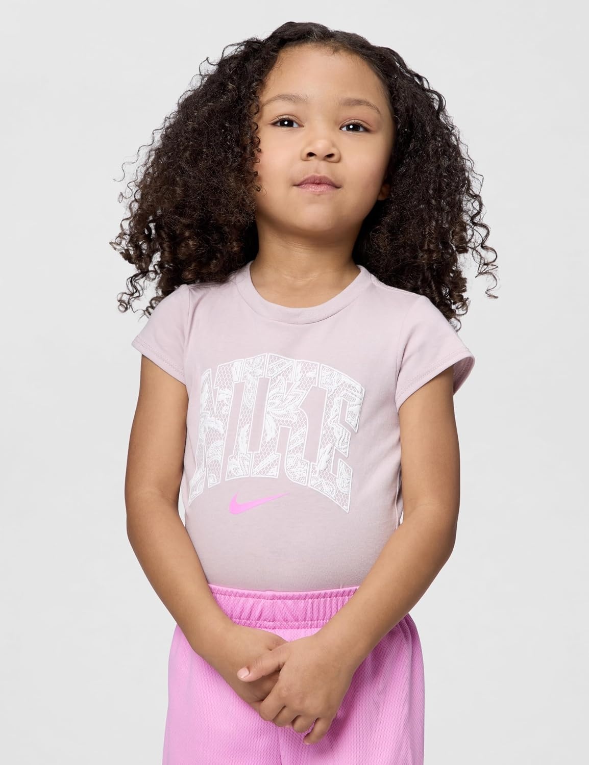 image:imageNike Girls Graphic TShirt and Mesh Shorts 2Piece Outfit SetLight MagentaWhite