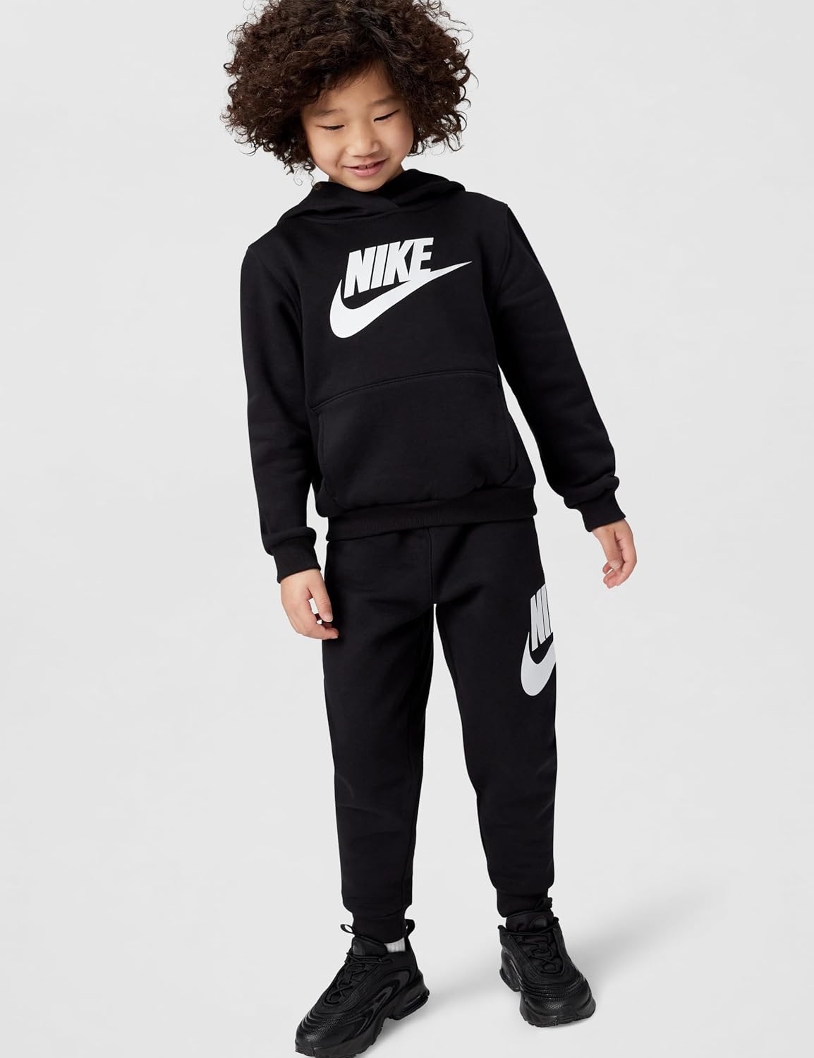 image:imageNike Kids Sportswear Club Fleece Pullover Hoodie and Joggers 2Piece Outfit Set Large Swoosh LogoBlack
