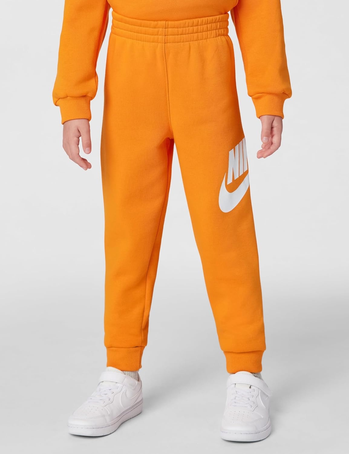 image:imageNike Kids Sportswear Club Fleece Pullover Hoodie and Joggers 2Piece Outfit Set Large Swoosh LogoBright Ceramic Orange