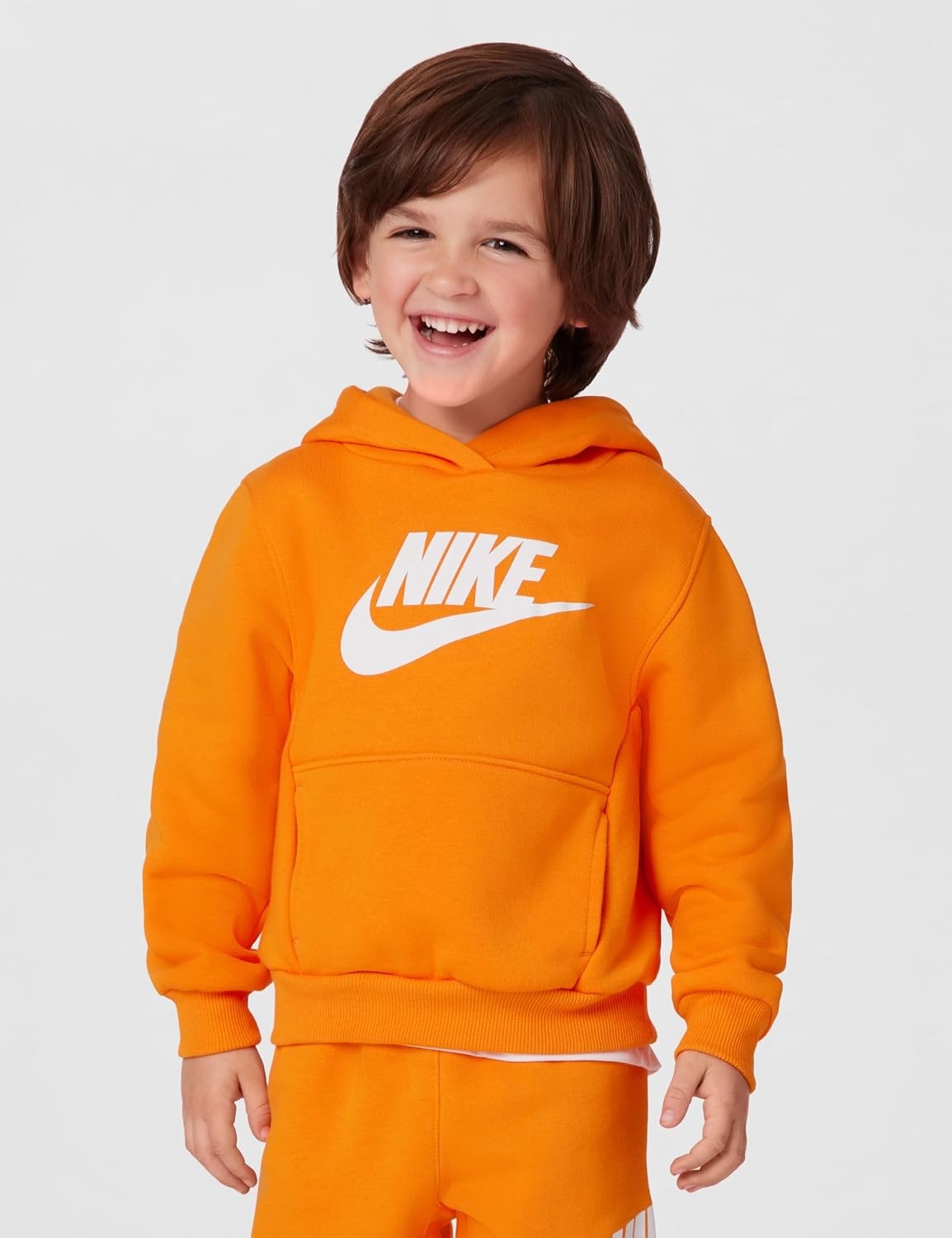 image:imageNike Kids Sportswear Club Fleece Pullover Hoodie and Joggers 2Piece Outfit Set Large Swoosh LogoBright Ceramic Orange
