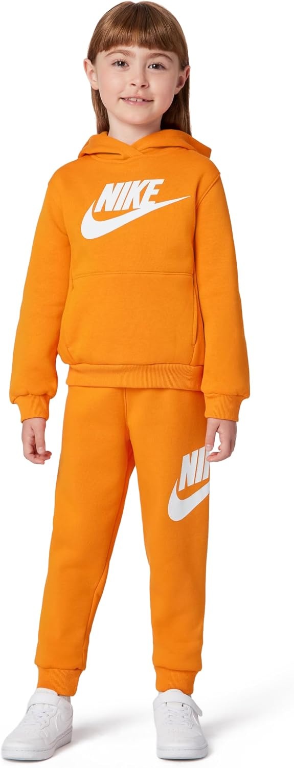image:imageNike Kids Sportswear Club Fleece Pullover Hoodie and Joggers 2Piece Outfit Set Large Swoosh LogoBright Ceramic Orange