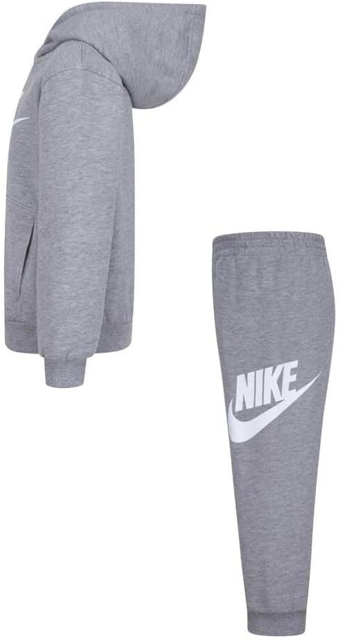 image:imageNike Kids Sportswear Club Fleece Pullover Hoodie and Joggers 2Piece Outfit Set Large Swoosh LogoDark Grey Heather