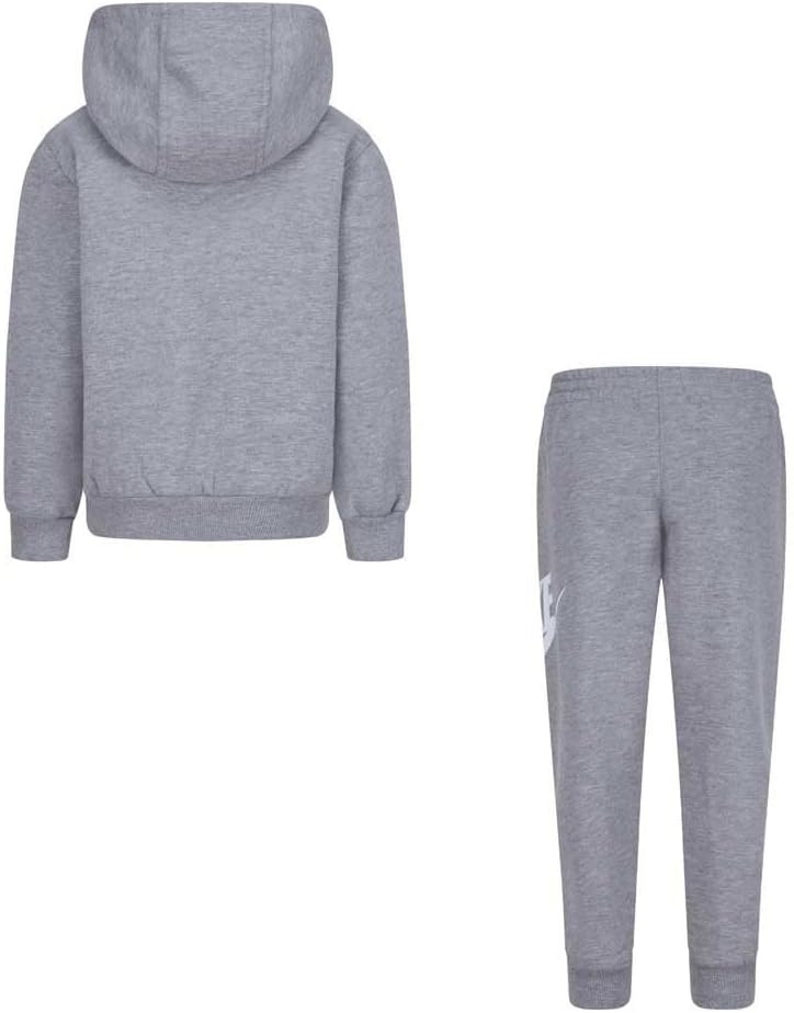 image:imageNike Kids Sportswear Club Fleece Pullover Hoodie and Joggers 2Piece Outfit Set Large Swoosh LogoDark Grey Heather