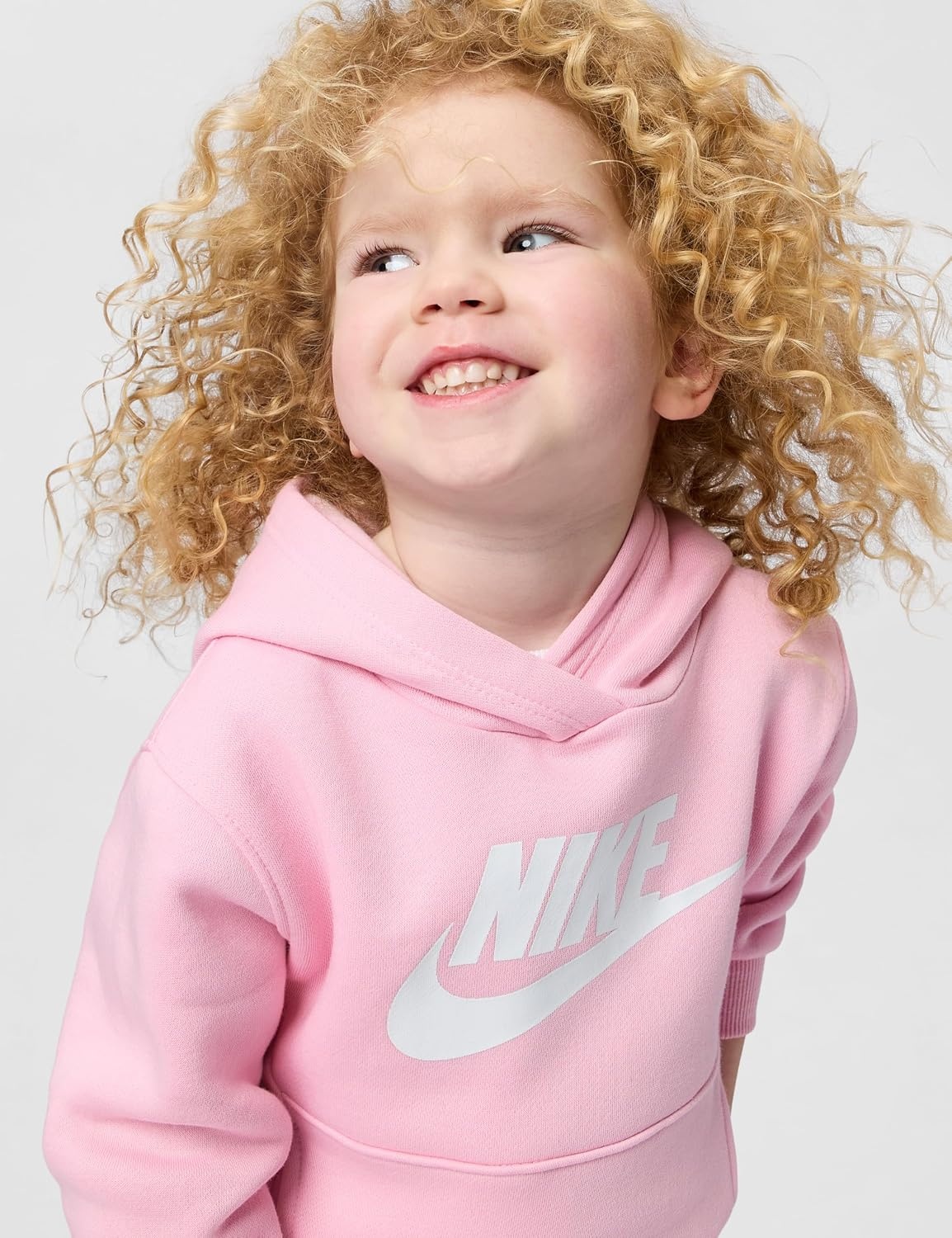image:imageNike Kids Sportswear Club Fleece Pullover Hoodie and Joggers 2Piece Outfit Set Large Swoosh LogoMedium Soft Pink