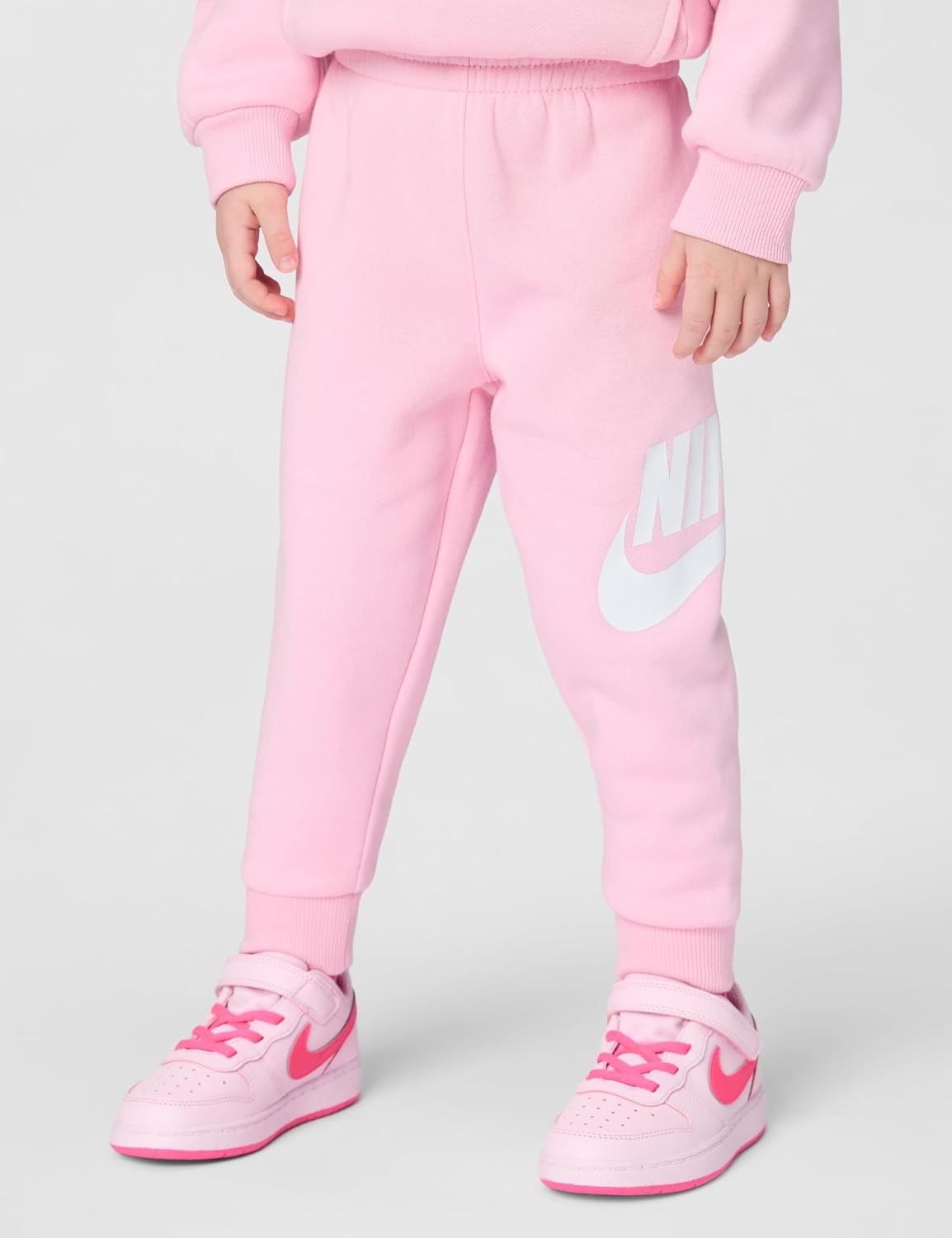 image:imageNike Kids Sportswear Club Fleece Pullover Hoodie and Joggers 2Piece Outfit Set Large Swoosh LogoMedium Soft Pink