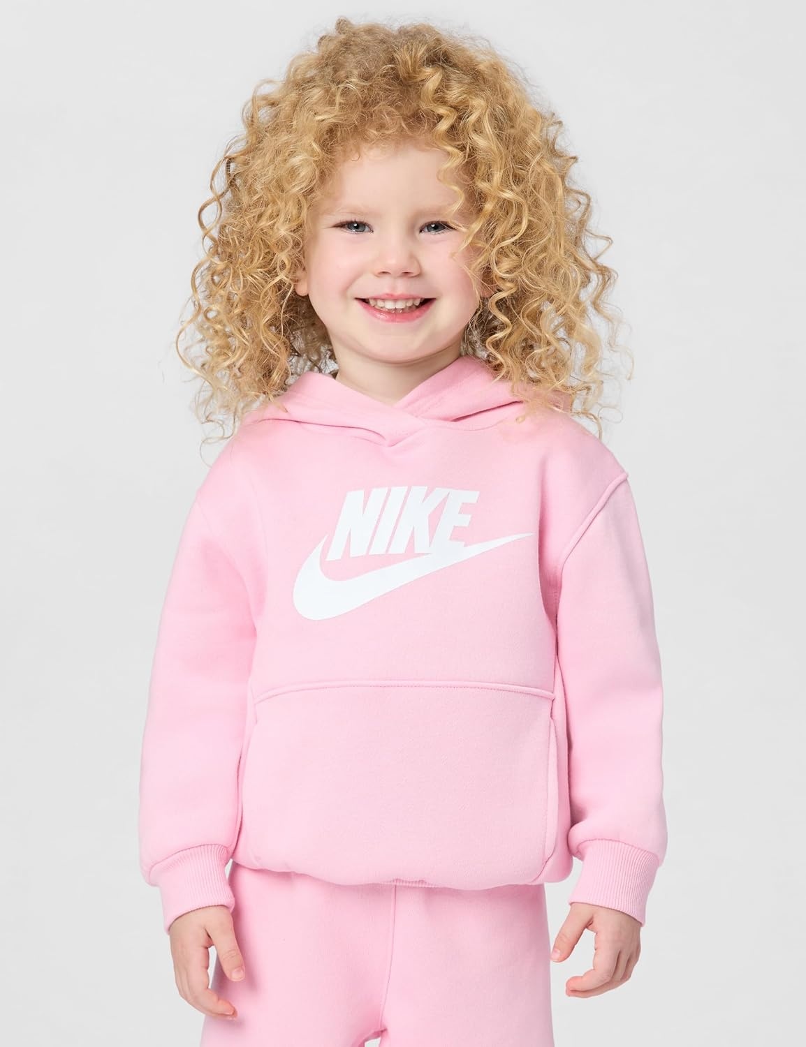 image:imageNike Kids Sportswear Club Fleece Pullover Hoodie and Joggers 2Piece Outfit Set Large Swoosh LogoMedium Soft Pink