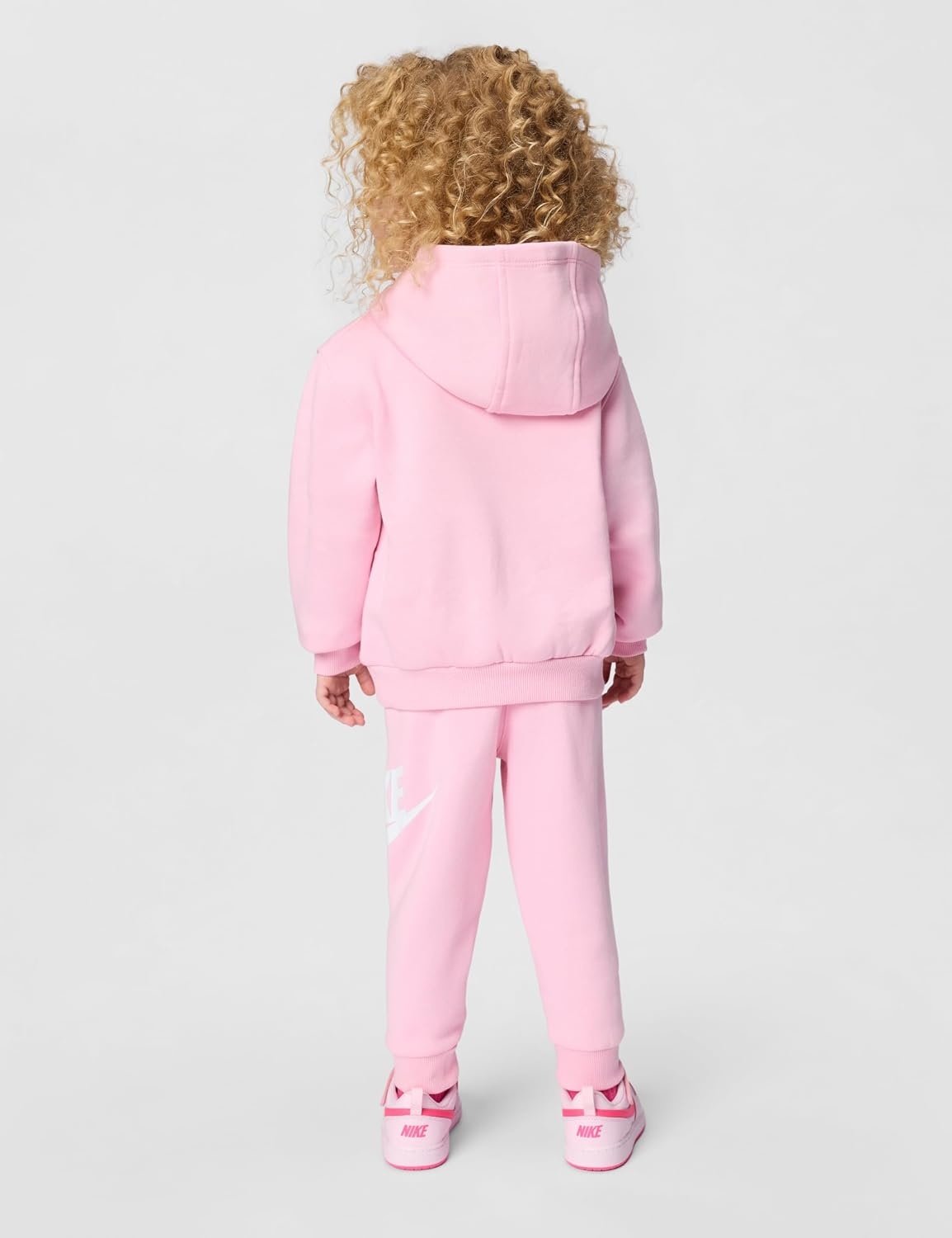 image:imageNike Kids Sportswear Club Fleece Pullover Hoodie and Joggers 2Piece Outfit Set Large Swoosh LogoMedium Soft Pink