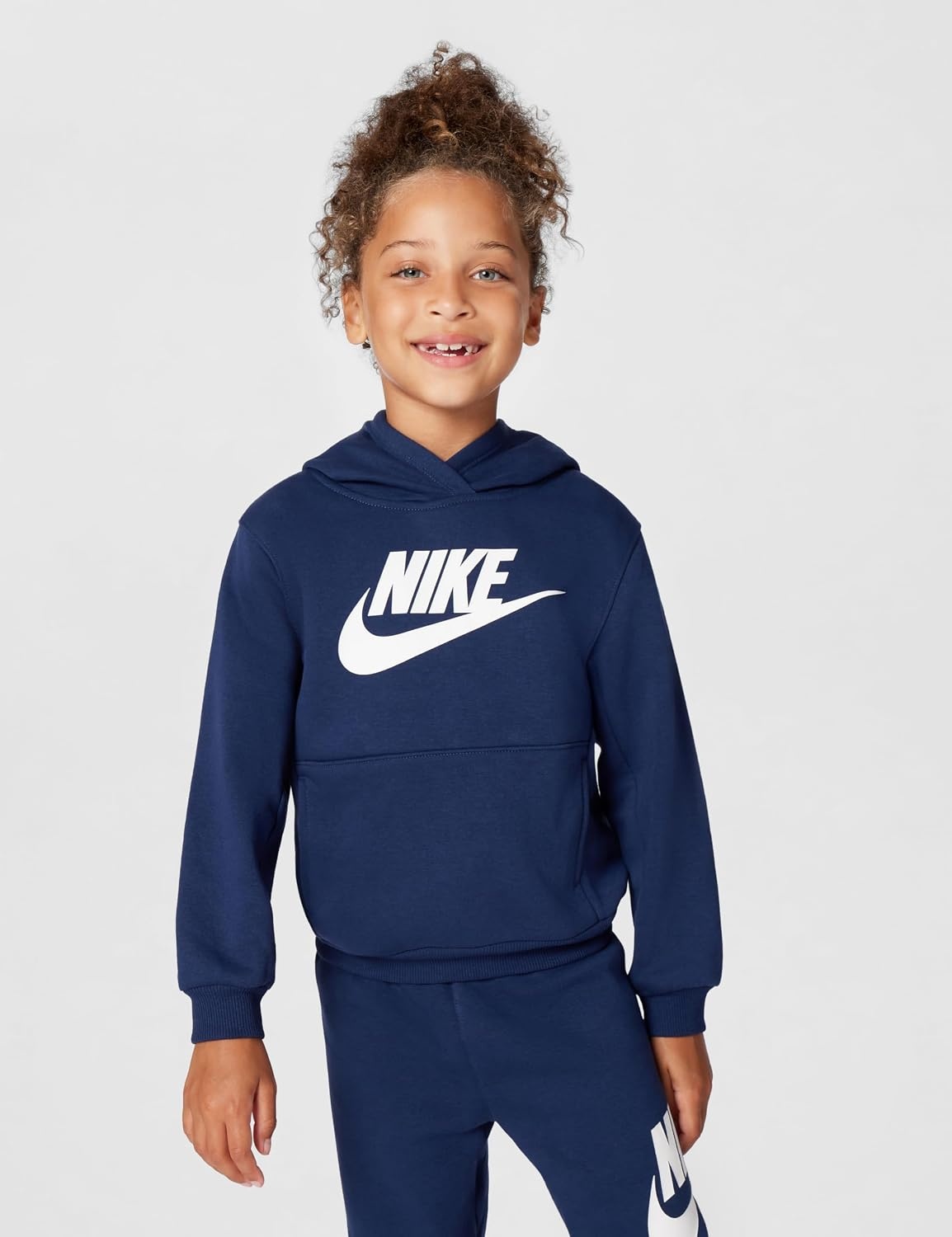 image:imageNike Kids Sportswear Club Fleece Pullover Hoodie and Joggers 2Piece Outfit Set Large Swoosh LogoMidnight Navy
