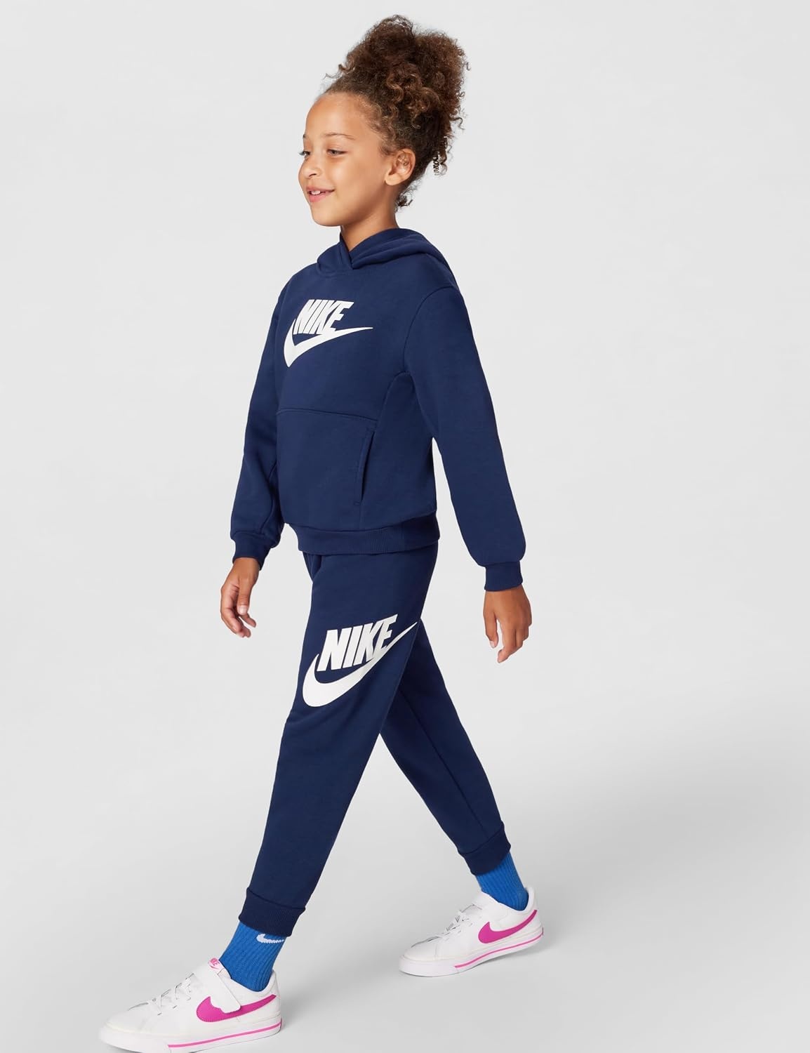 image:imageNike Kids Sportswear Club Fleece Pullover Hoodie and Joggers 2Piece Outfit Set Large Swoosh LogoMidnight Navy