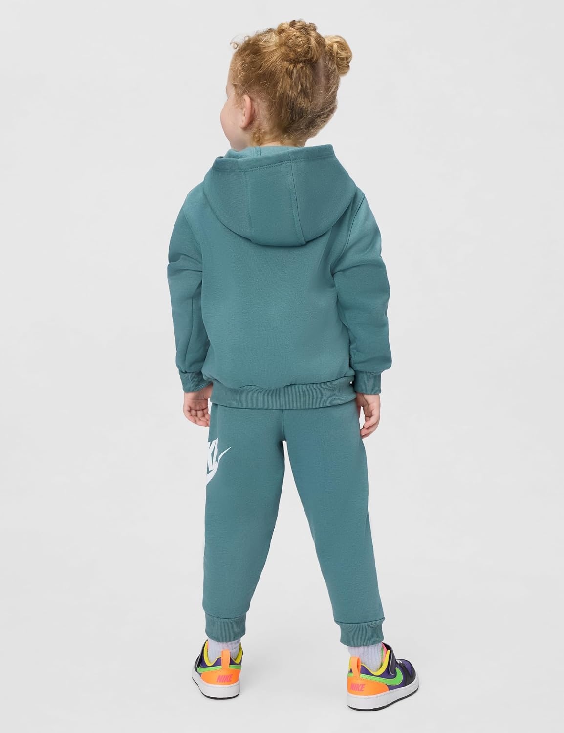 image:imageNike Kids Sportswear Club Fleece Pullover Hoodie and Joggers 2Piece Outfit Set Large Swoosh LogoMineral Slate