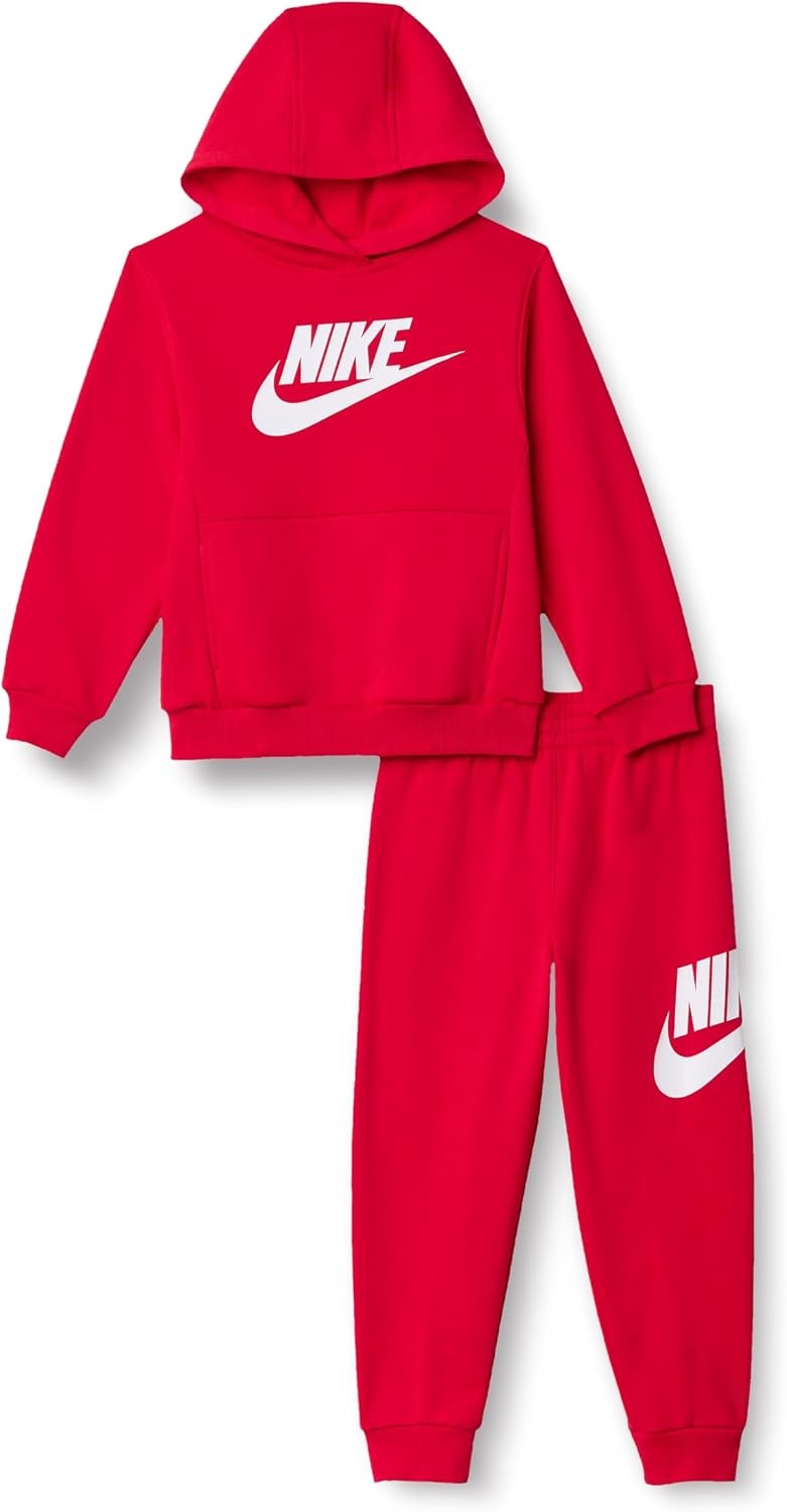 image:imageNike Kids Sportswear Club Fleece Pullover Hoodie and Joggers 2Piece Outfit Set Large Swoosh LogoUniversity Red