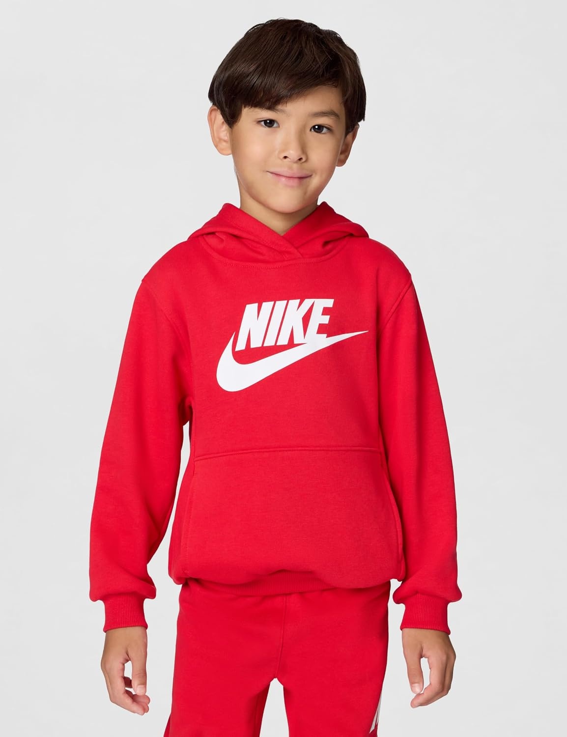 image:imageNike Kids Sportswear Club Fleece Pullover Hoodie and Joggers 2Piece Outfit Set Large Swoosh LogoUniversity Red