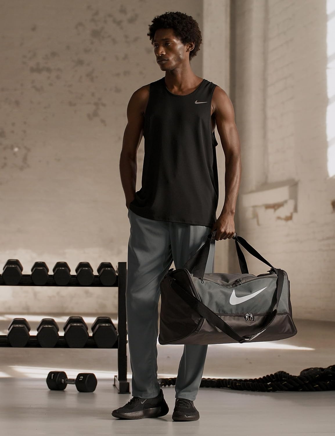 image:imageNike Mens Totality DriFIT Open Hem Versatile PantsSmoke GreyBlack