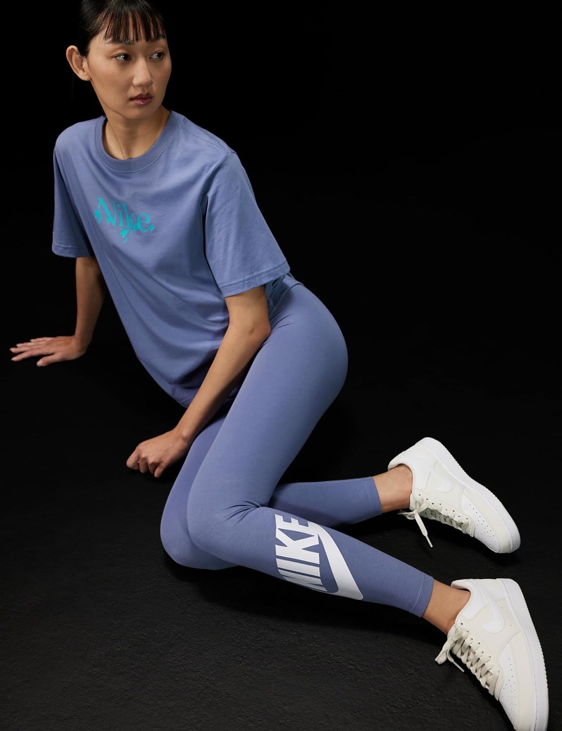 image:imageNike Womens Sportswear Classics HighWaisted Graphic LeggingsWorld IndigoWhite