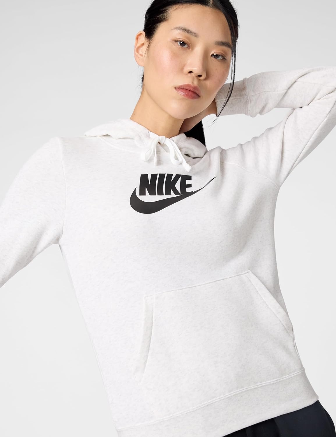 image:imageNike Womens Sportswear Club Fleece Logo Pullover HoodieBirch HeatherBlack