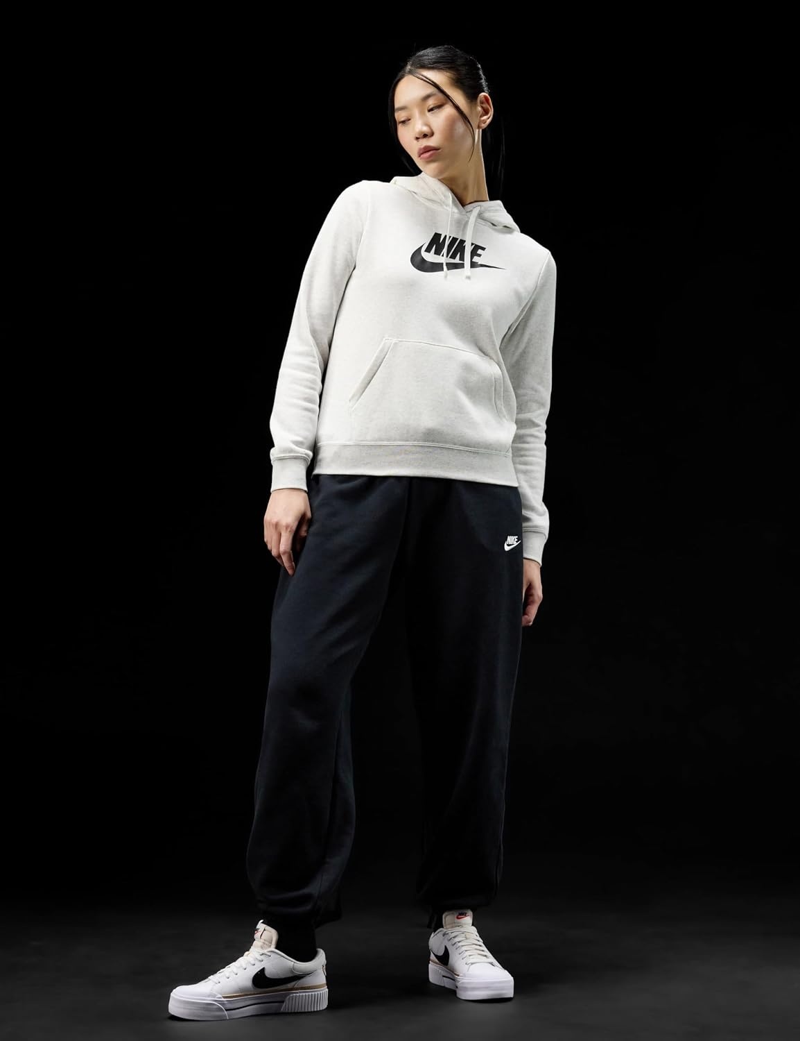 image:imageNike Womens Sportswear Club Fleece Logo Pullover HoodieBirch HeatherBlack