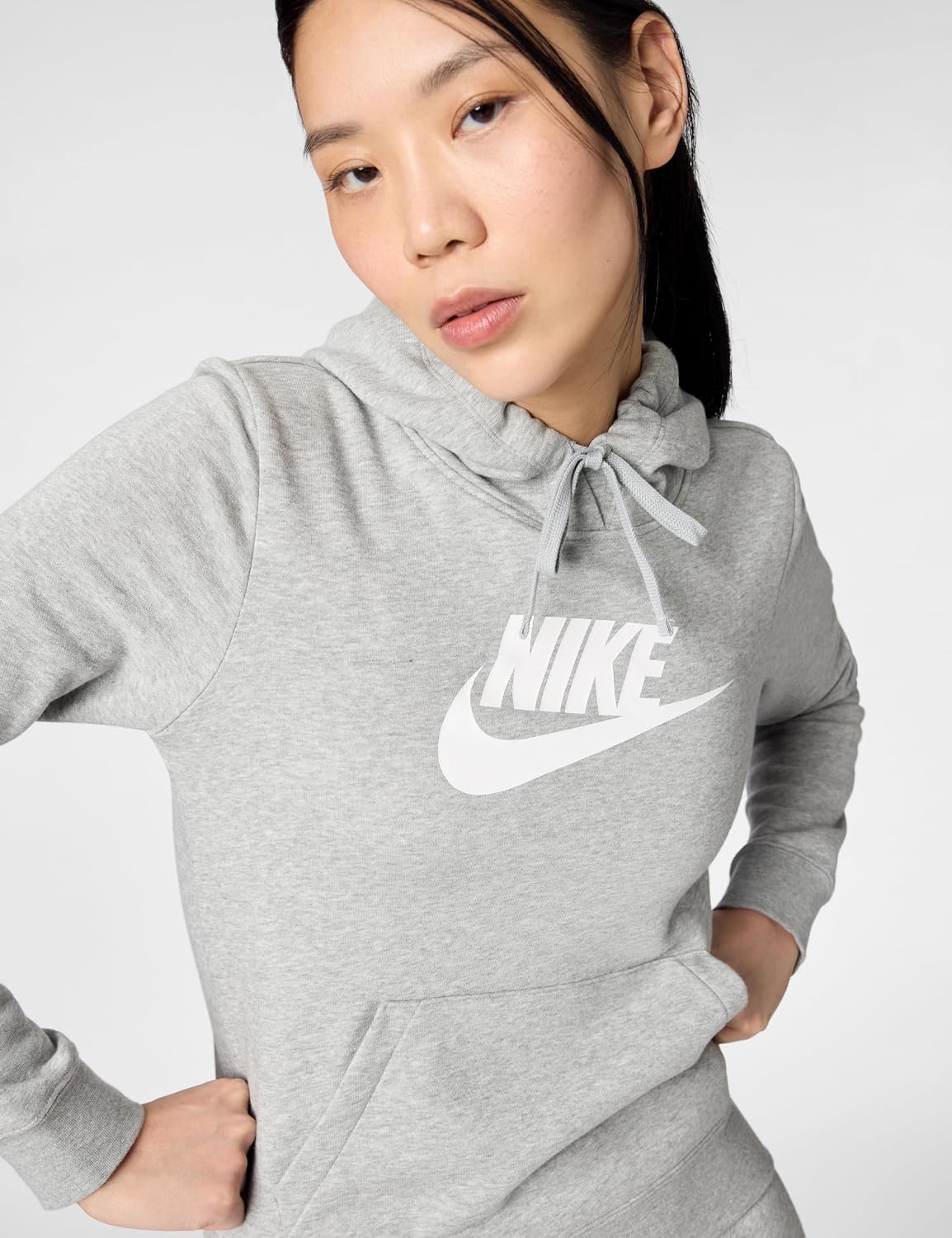 image:imageNike Womens Sportswear Club Fleece Logo Pullover HoodieDark Grey HeatherWhite