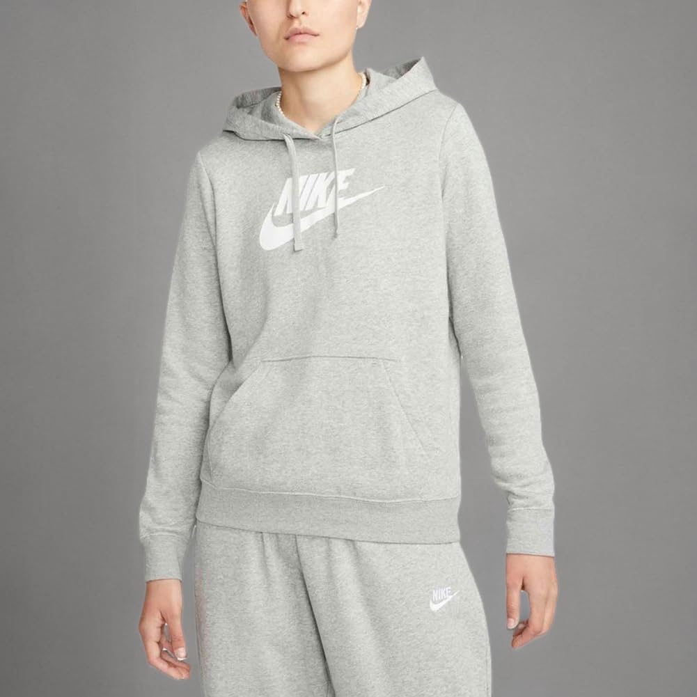 image:imageNike Womens Sportswear Club Fleece Logo Pullover HoodieDark Grey HeatherWhite
