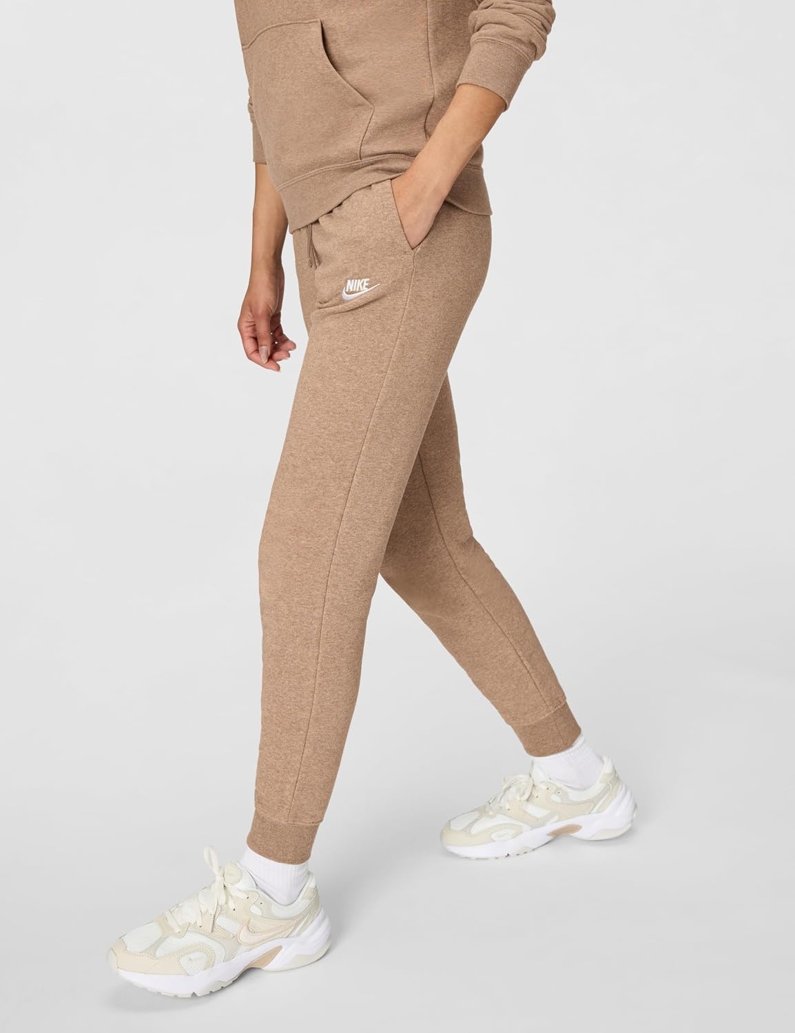 image:imageNike Womens Sportswear Club Fleece MidRise JoggersMink BrownHeatherWhite