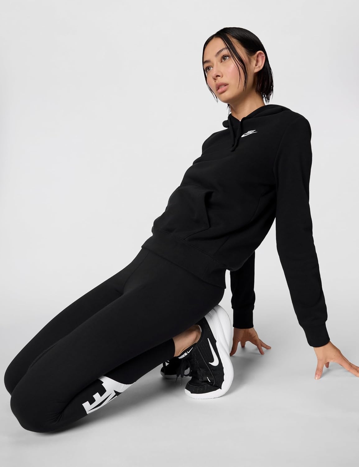 image:imageNike Womens Sportswear Club Fleece Pullover HoodieBlackWhite