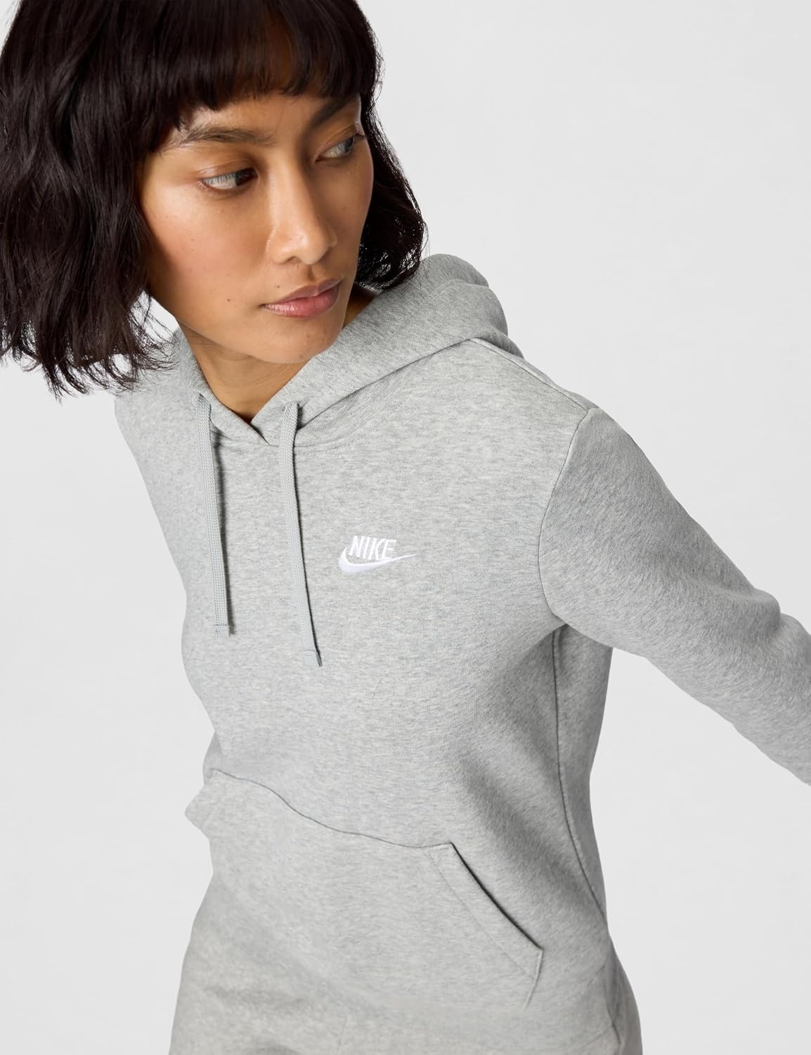 image:imageNike Womens Sportswear Club Fleece Pullover HoodieDark Grey HeatherWhite