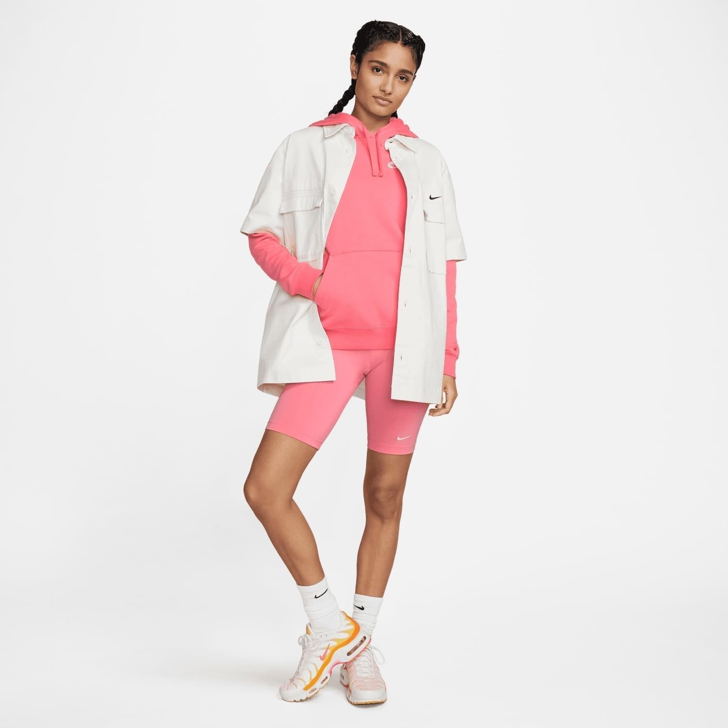 image:imageNike Womens Sportswear Club Fleece Pullover HoodieSea CoralWhite