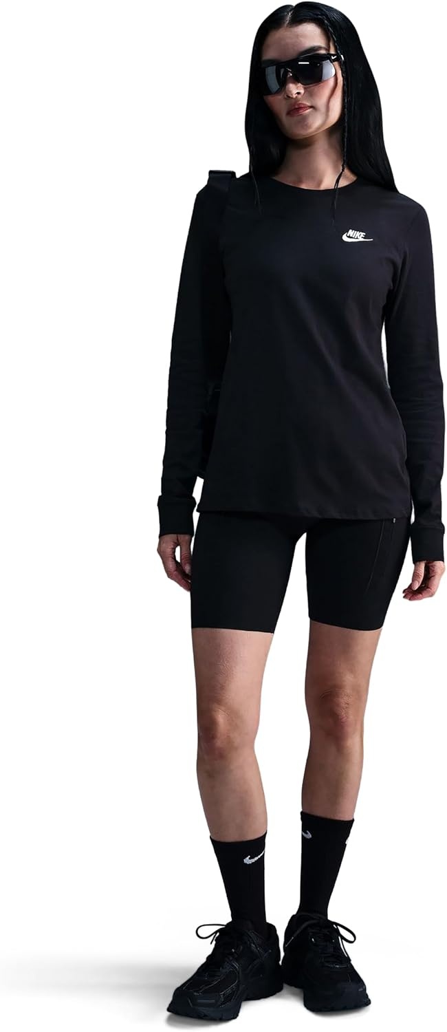 image:imageNike Womens Sportswear Club LongSleeve TShirtBlackWhite