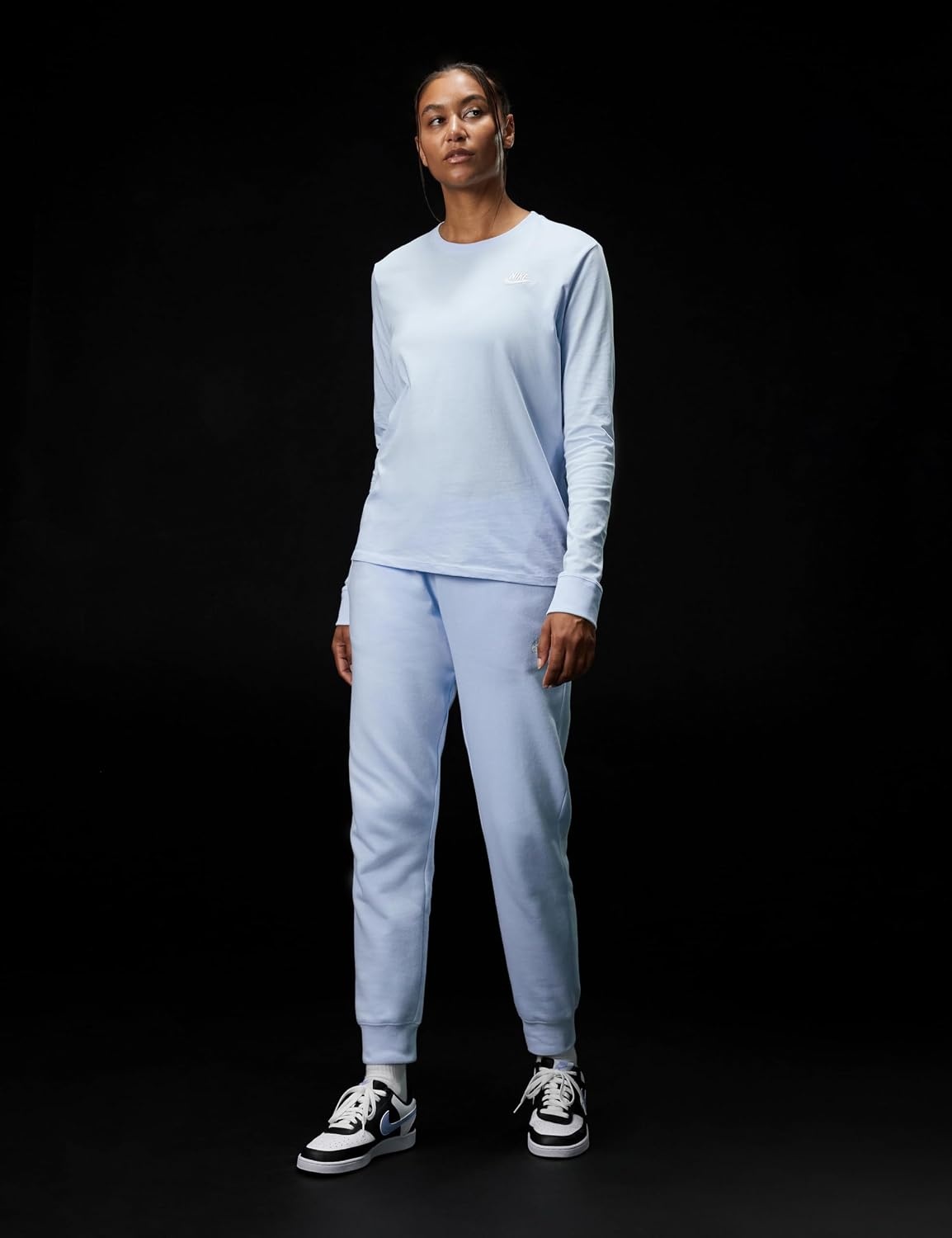 image:imageNike Womens Sportswear Club LongSleeve TShirtCelestine BlueWhite