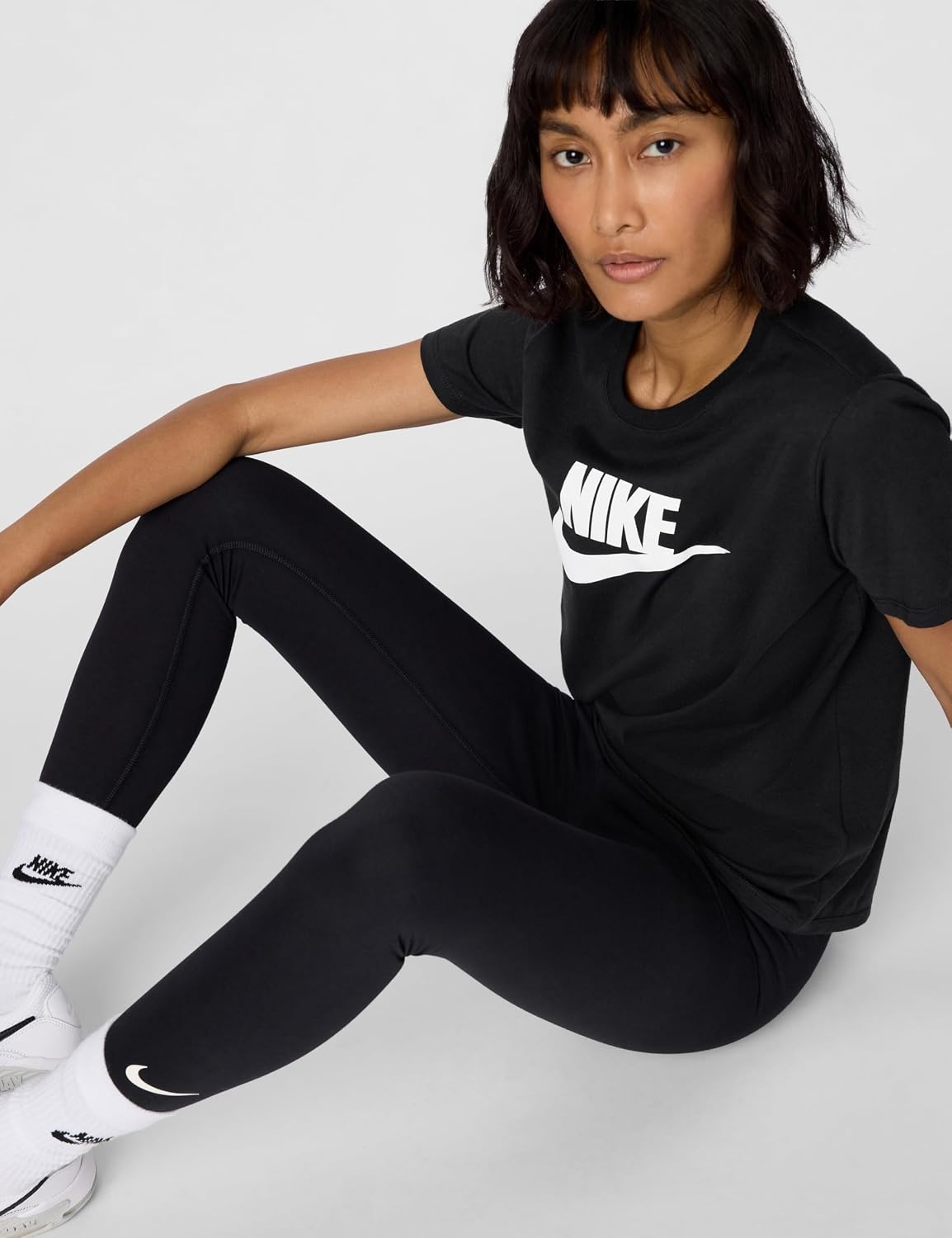 image:imageNike Womens Sportswear Essentials Logo TShirtBlackWhite