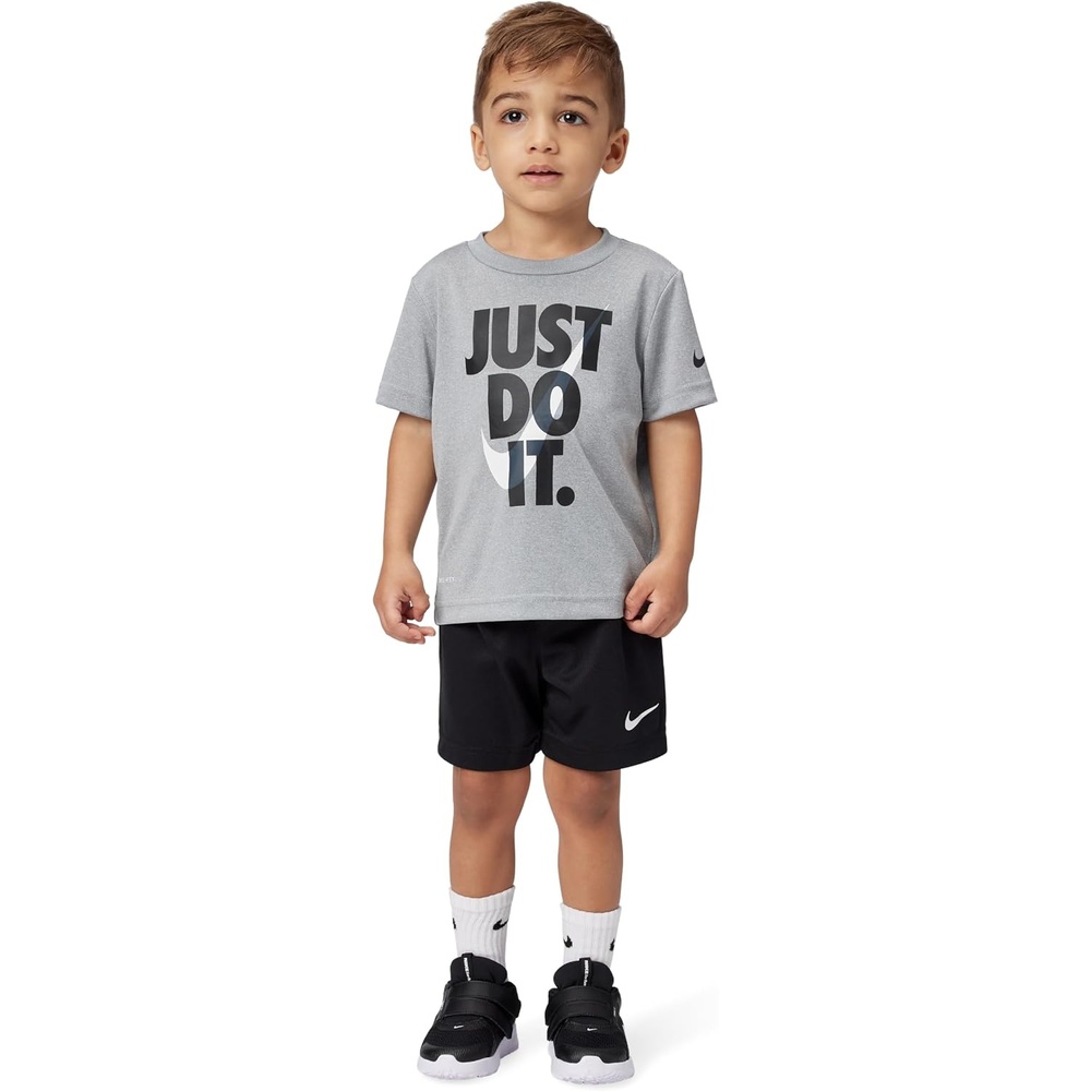 image:imageNike Boys DriFIT Just Do It TShirt and Mesh Shorts 2Piece Outfit SetDark Smoke GreyBlack
